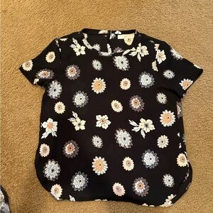 Floral Black Short Sleeve Blouse